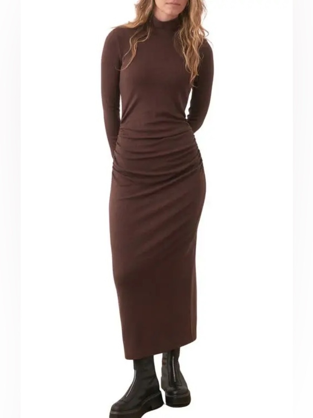 Marine Layer Long Sleeve Lexi Ruched Turtleneck Dress